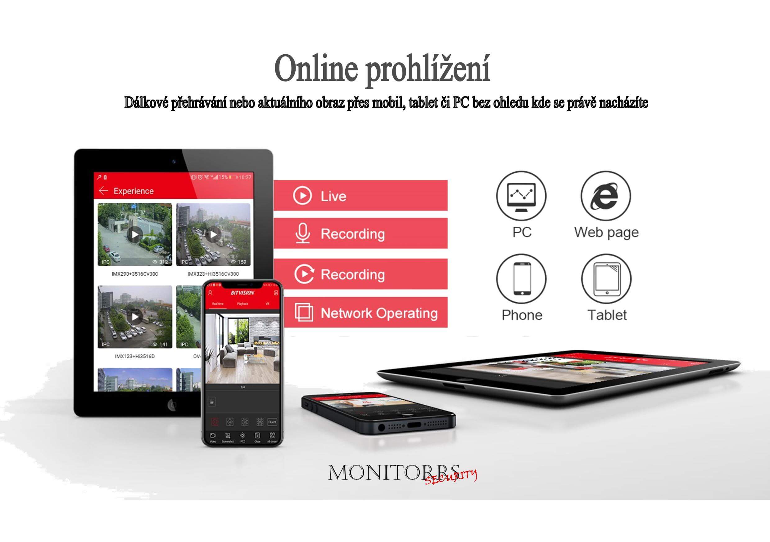 Monitorrs Security Hybrid Light IP 4 kamerový set 2 Mpix GDome (6212K4)